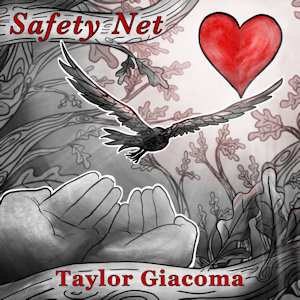 a bird flying, with hands underneath it, towards a heart in the sky